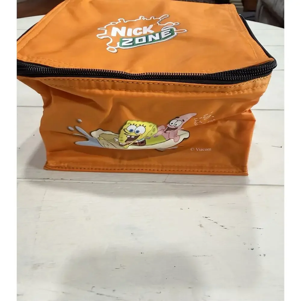 Nick Zone Orange Kids Lunch Bag Zipper Handle Reusable SpongeBob & Patrick